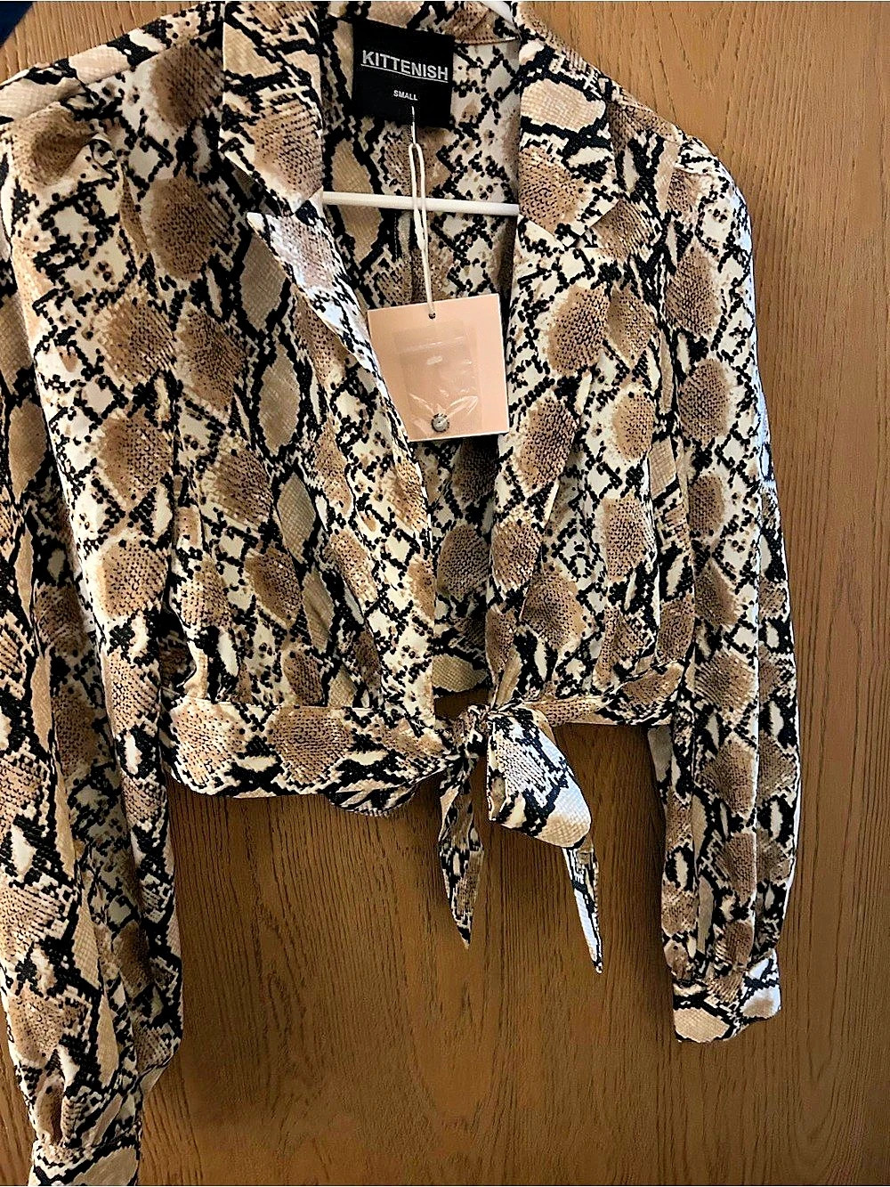 KITTENISH Snake Print Wrap Crop Top Size Small NWT